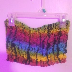 Festival Crop Top Stretchy, Size: Small, Color: Rainbow